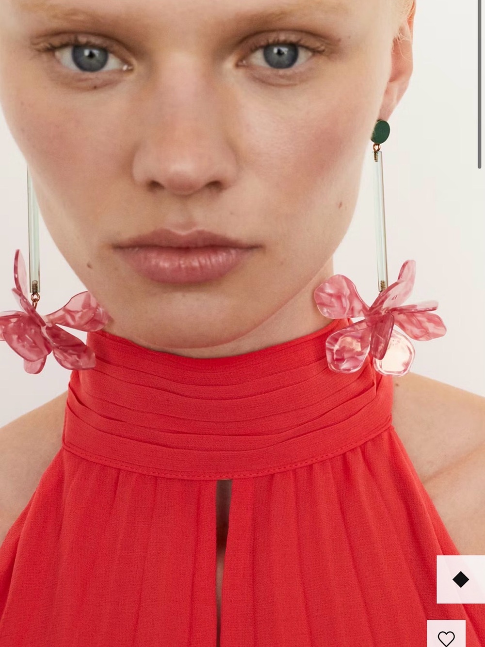 Mango Pink Acrylic Flower Hair Clip with Green Stem Accent
